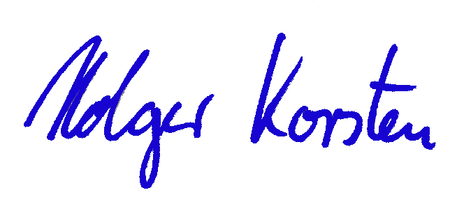 Holger Korsten Schriftzug blau